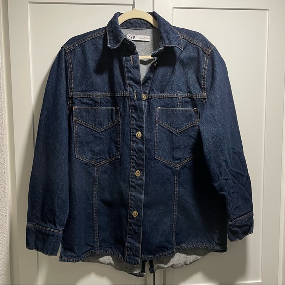 Zara Denim Overshirt Dark Indigo Wash - Picture 5 of 10